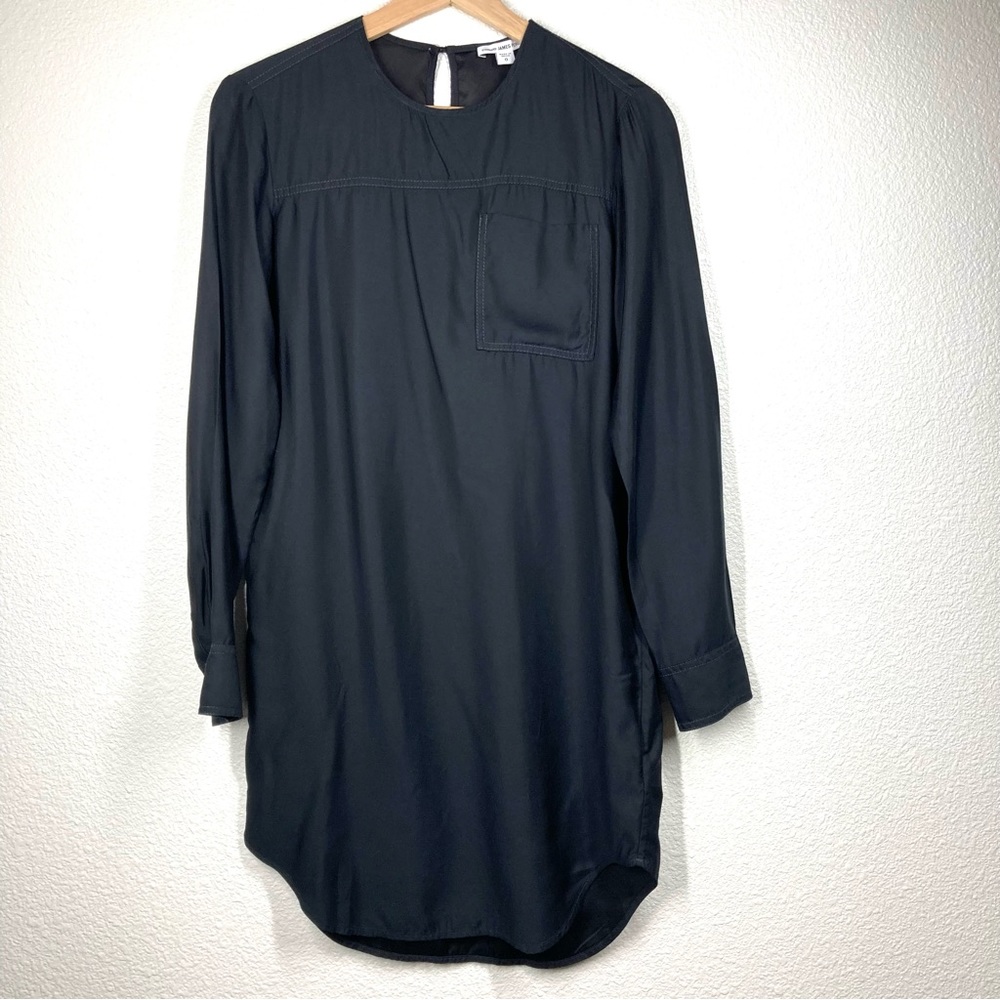 James Perse Black Dress Modal Crupo 0 long sleeves Tunic Dress minimalist